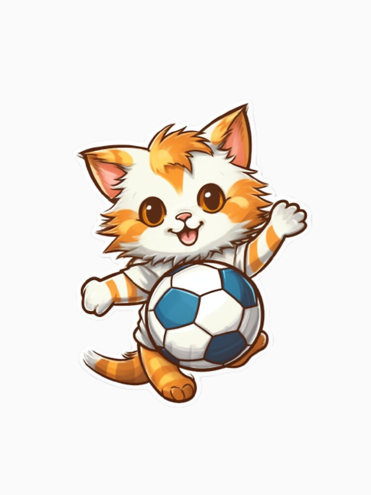 Cat Playing Football Cute by TekunawArt