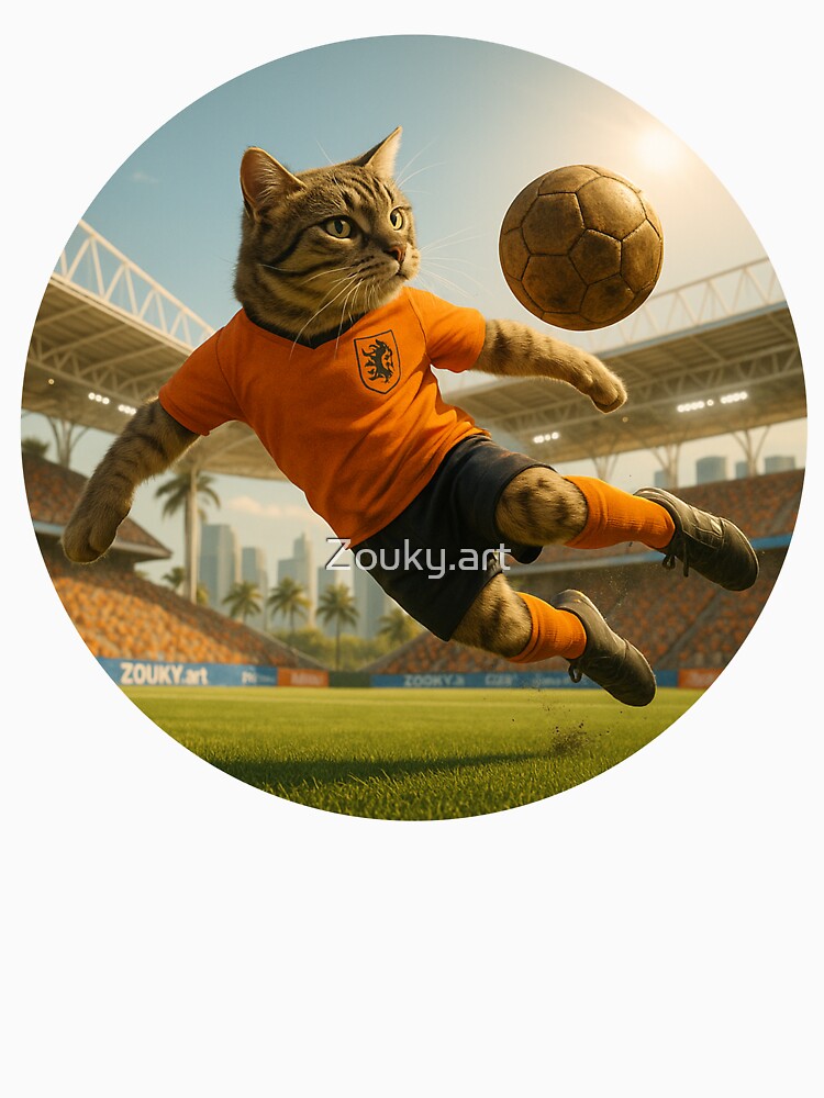 Dutch Soccer Orange Cat – Fearless Feline with Global Game Spirit by Zouky.art