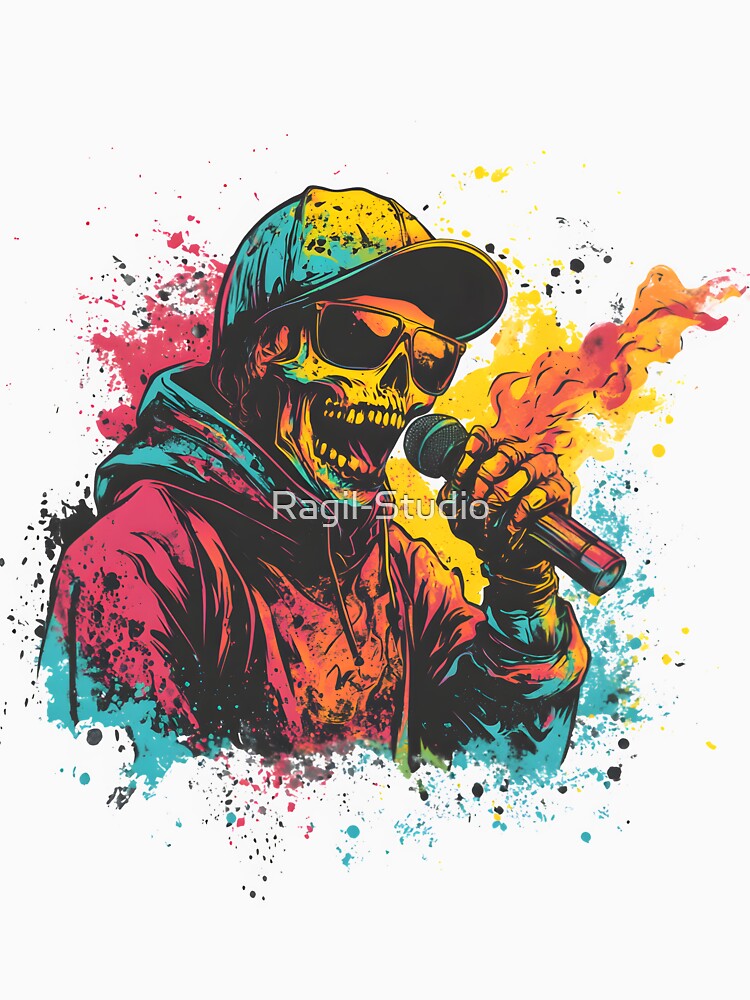 Skeleton Rapper – Dark Hip-Hop Graffiti by Ragil-Studio