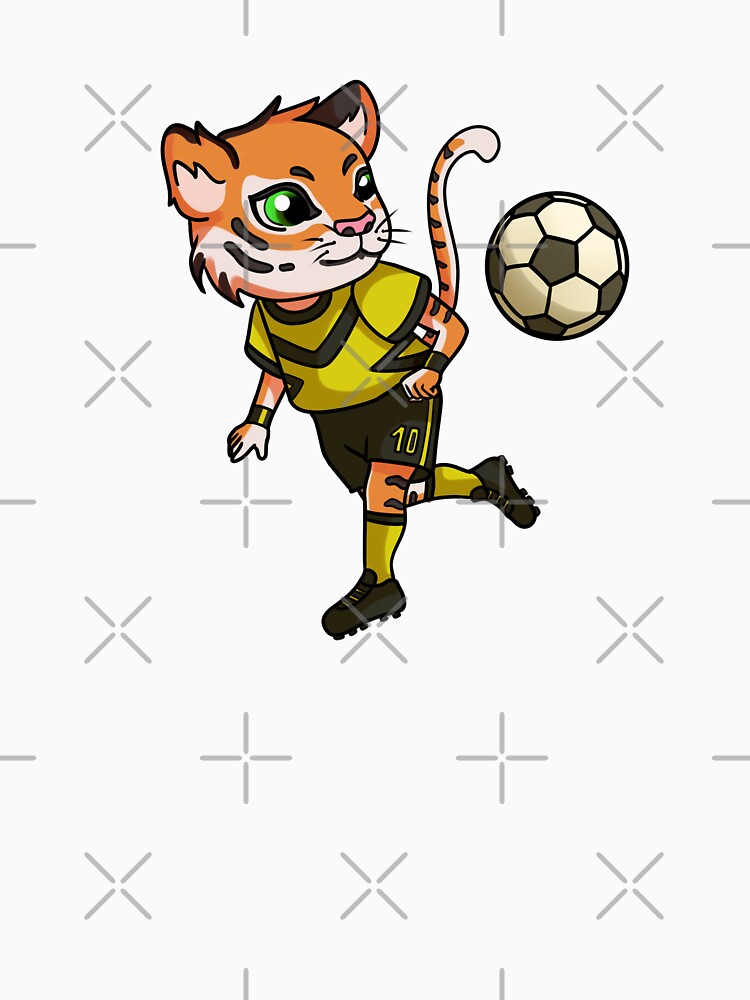 tiger playing in the soccer game, chib style, animal illustrations, furros, soccer by kitsuneins