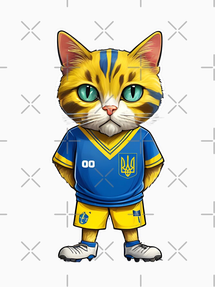 UKRAINE Sports Team: a Cat wearing colours of Ukrainian Flag D16 by PerfectDay2Play