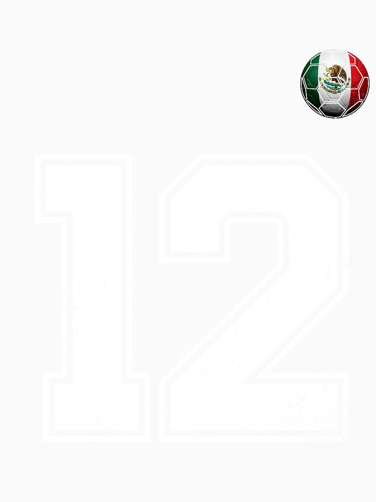 Number 12 Mexico Flag Football Fan by BernoNickel