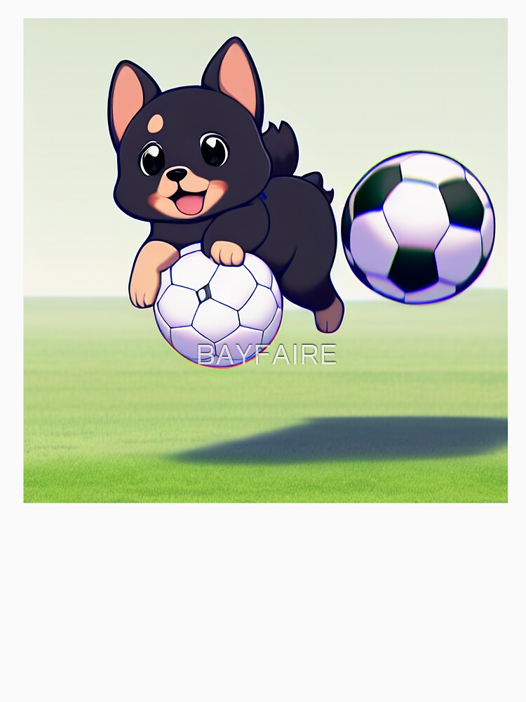 Cute Chibi Dog Holding Soccerball by BAYFAIRE