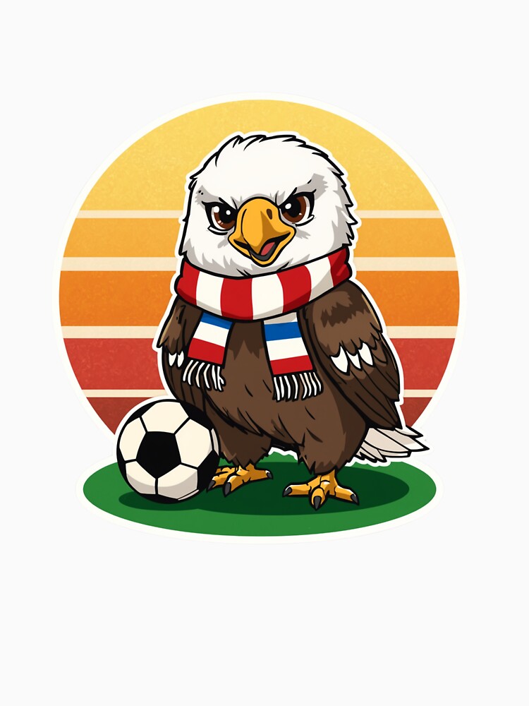 Cute USA Soccer Bald Eagle Retro Sunset Football Fan by ArtDreamClub