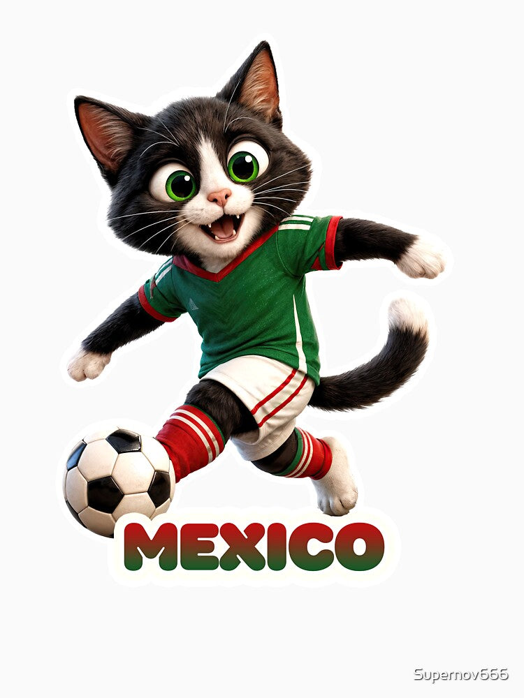 Sticker - Decal - Soccer Spirit: Mexico Cat Kicker by ForeverPrintsOK