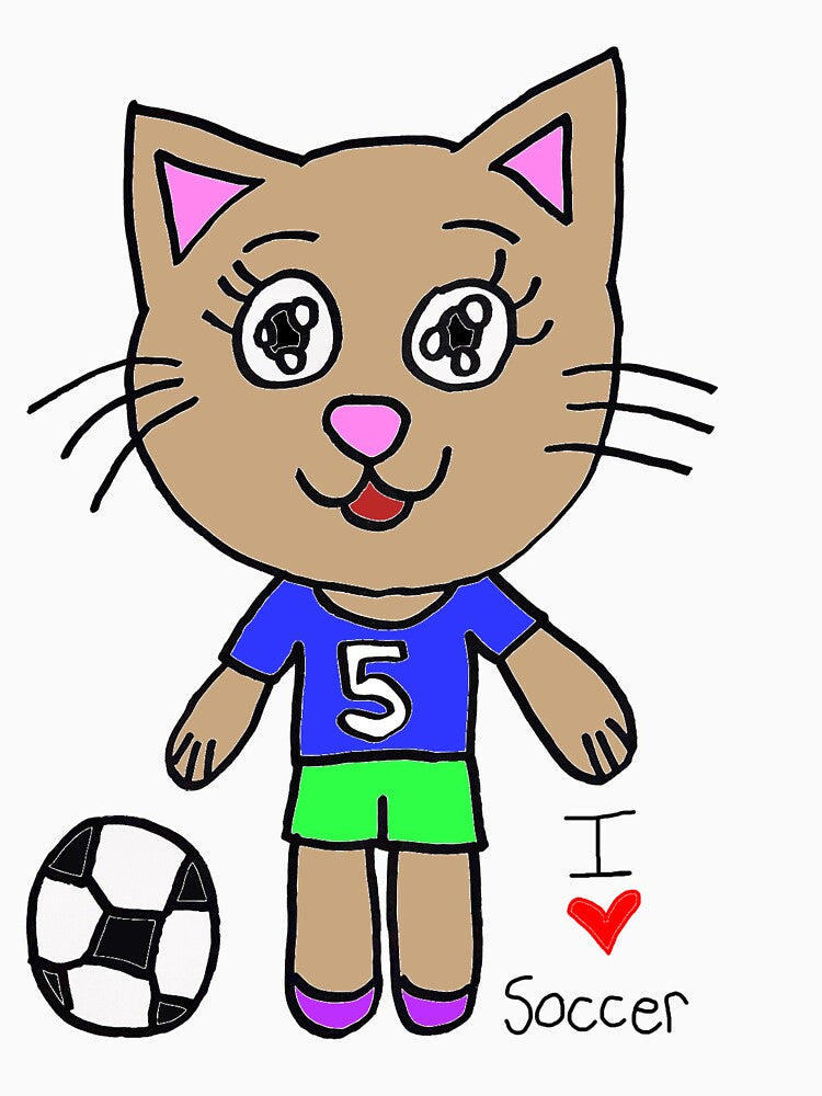 Cat playing soccer by Teresa Hulbert