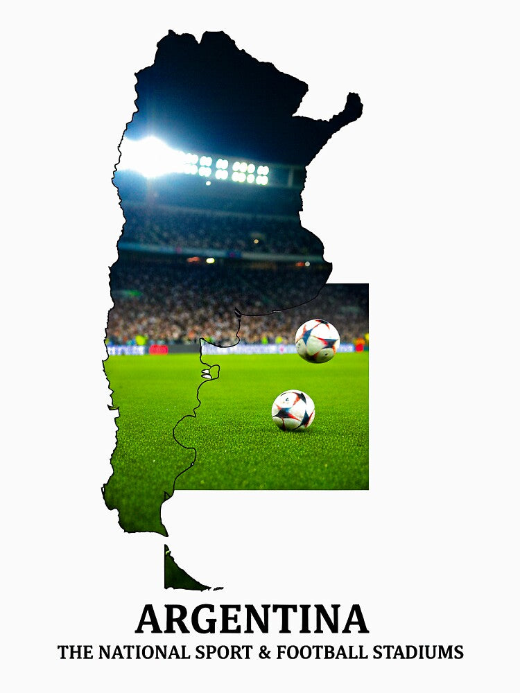 Argentina Map Art - Football Passion & National Stadiums Design by AbulailArt