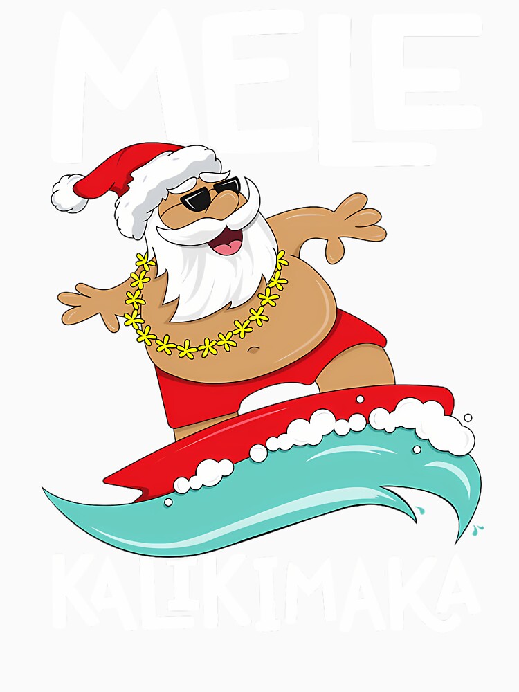 Mele Kalikimaka Hawaiian Christmas Hawaii Surfing Santa Short Sleeve 	 Black by yanxdesfir4