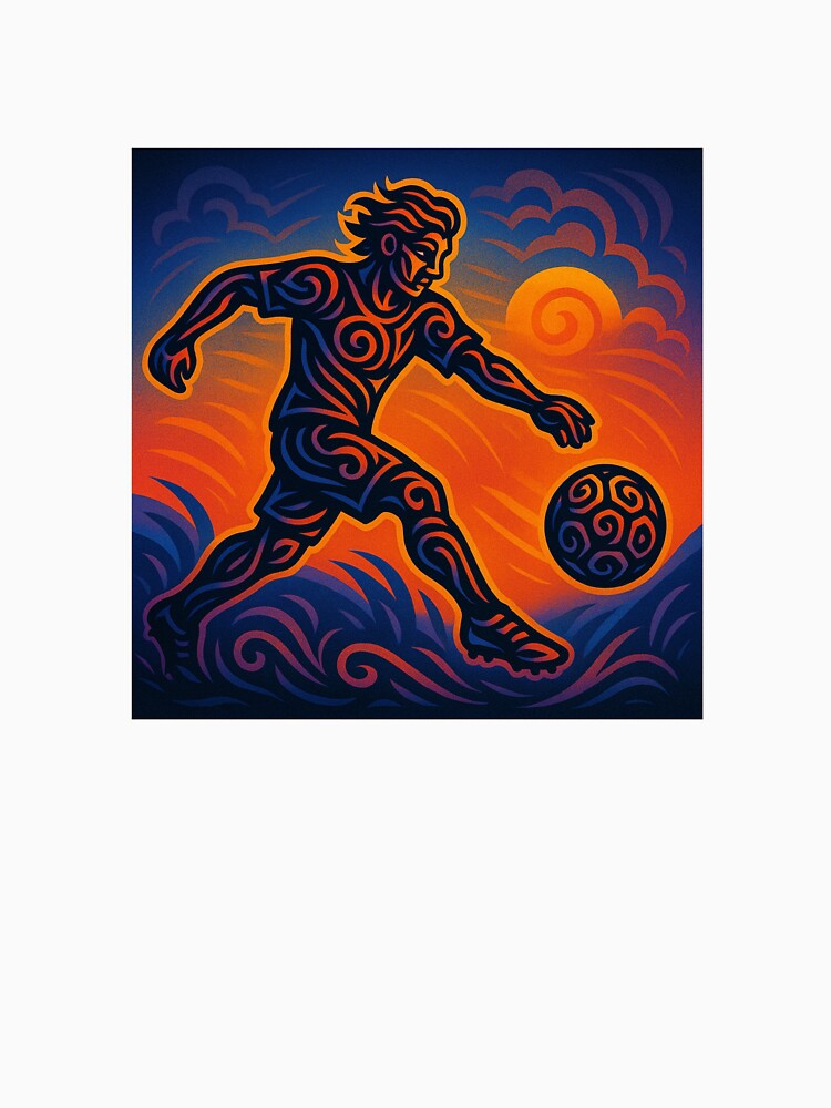 Tribal Soccer Spirit – Neon Sunset Kick by LeatherbeardArt