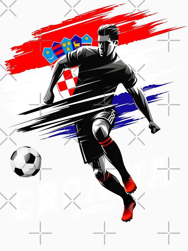 Football Soccer Croatia Croatian Flag Player Grunge Silhouette by Infinitee8hirts