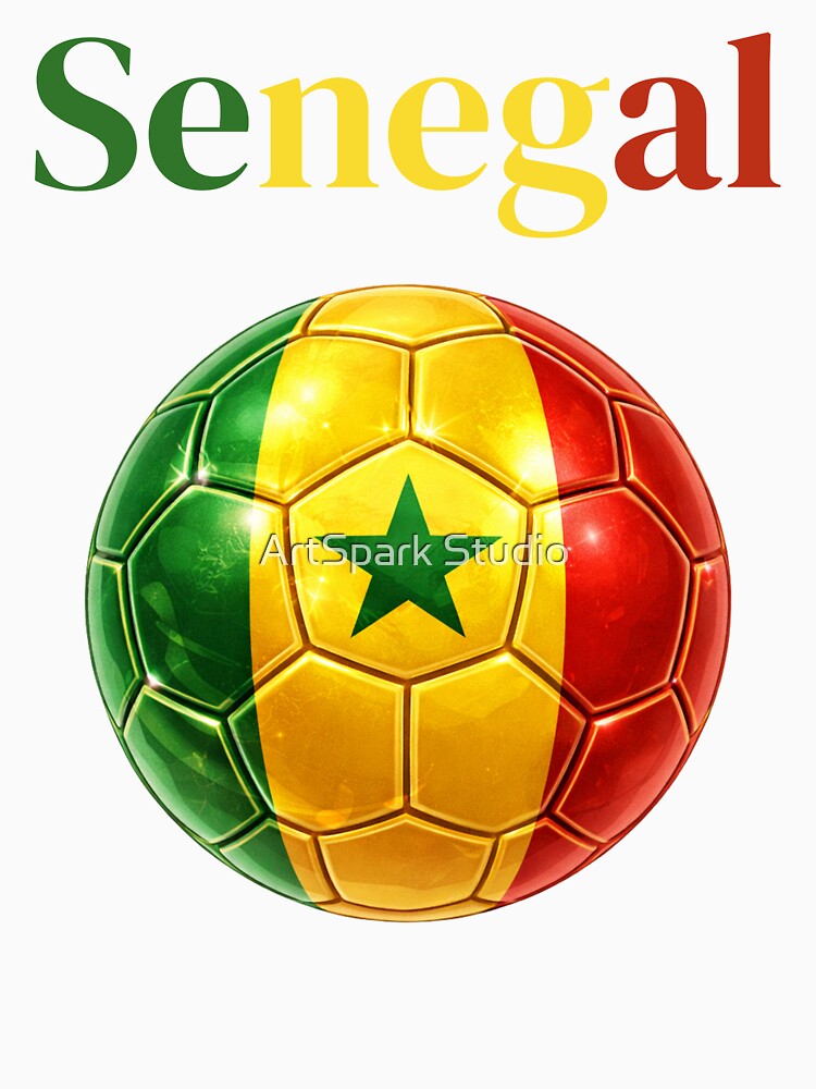 Senegal Soccer Ball Green Yellow Red Football Design African Flag Sports Fan Gift by ArtSpark Studio