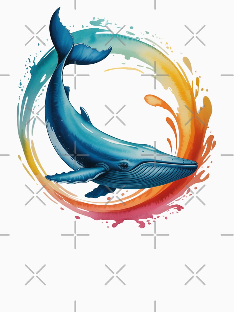 Whale in rainbow circle – symbol of the ocean cycle by FusiTink