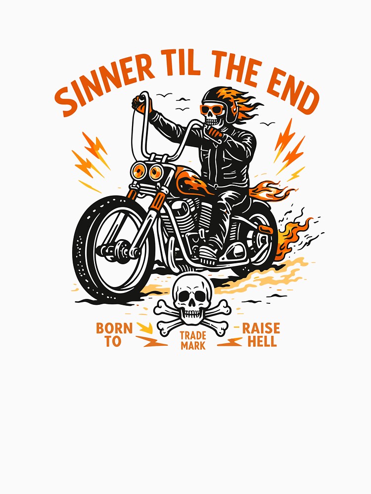 Motorcycle Biker Skull T-Shirt by Matinez Pink