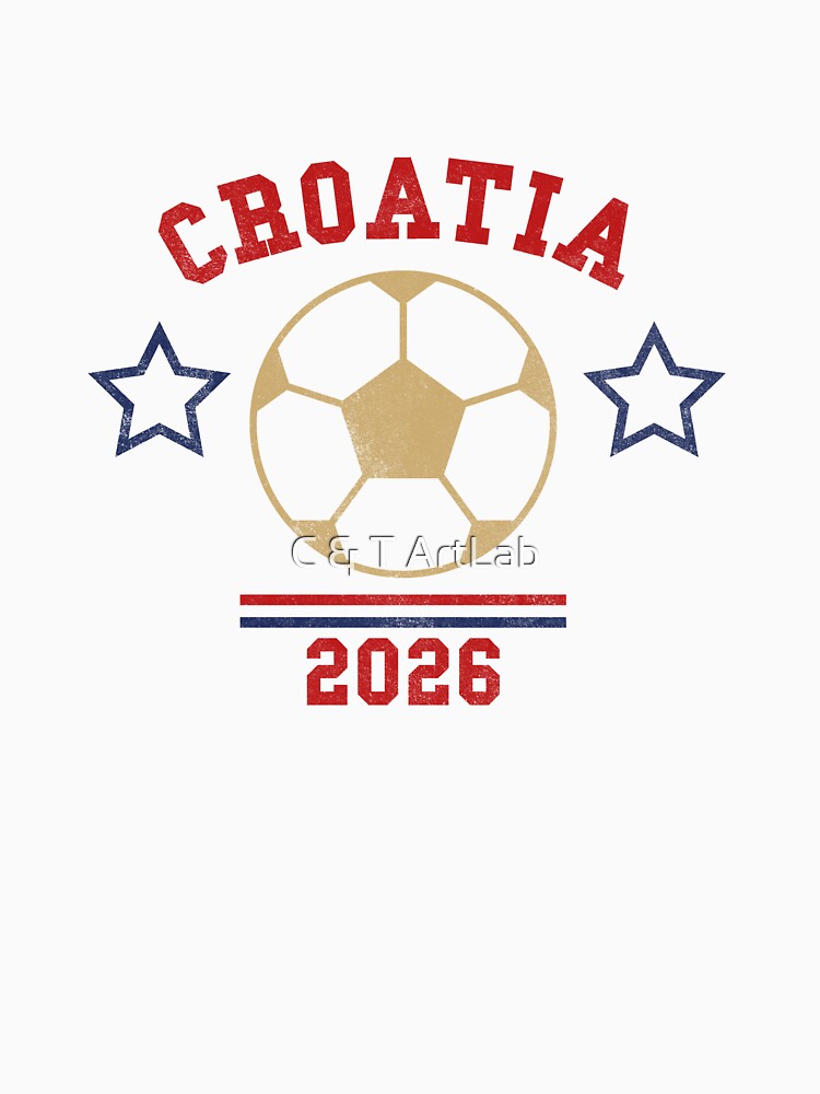 Croatia Football Vintage Tee 2026 by C & T ArtLab