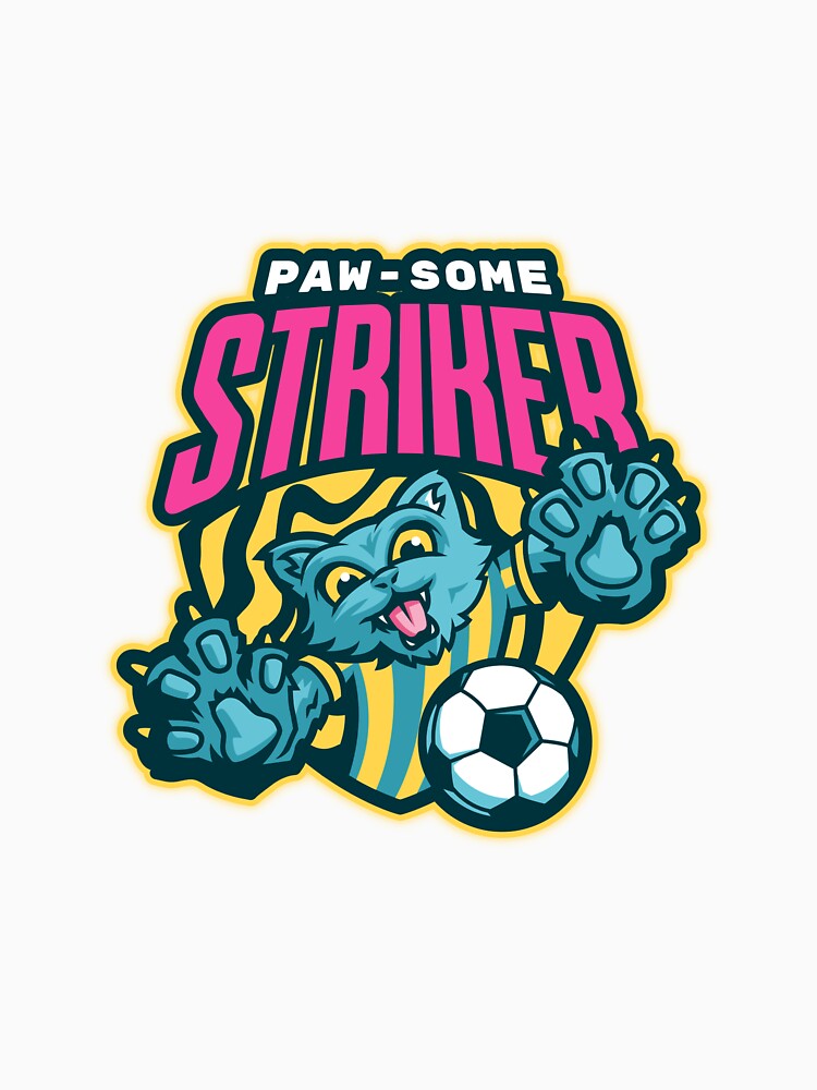 Paw-Some Striker - Cute Cat Footballer Score Goal by lildoodleshirts