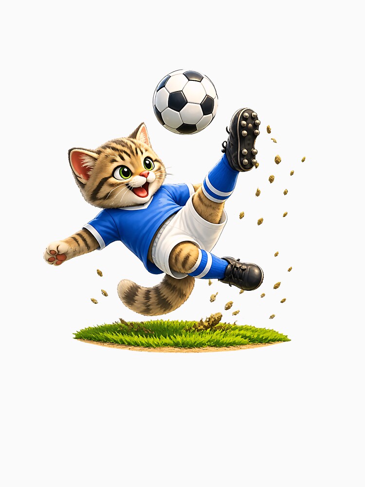 Cute Soccer Cat Bicycle Kick Design - Funny Football Kitten by XingXingJia