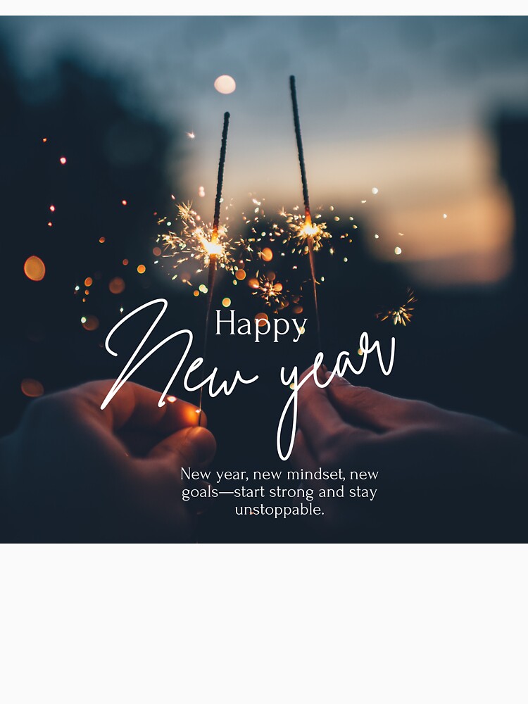 Happy New Year Sparkler Celebration Motivational Quote by TaufiDaArtworks