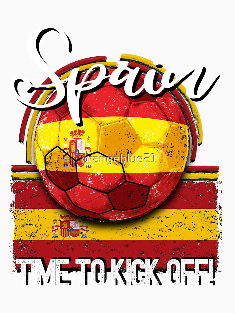 Spain Football Time to Kick Off, Vintage Soccer Ball by orangeblue21