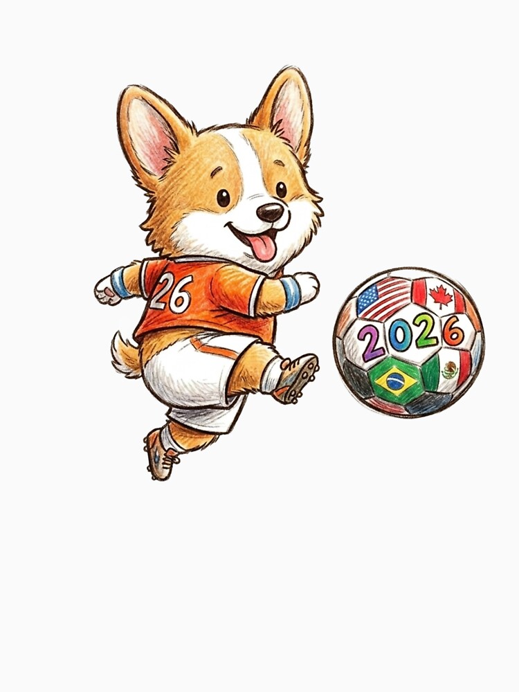 Cute Corgi Soccer Striker - 2026  Orange Jersey by TaiwanMemory