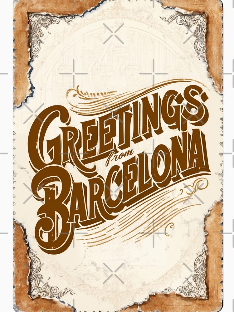Greetings from Barcelona Spain Vintage Travel Retro Postcard Design by TravelPostcardGems