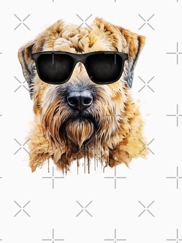 Watercolor Soft Coated Wheaten Terrier Wearing Sunglasses by TheAnimalZ00