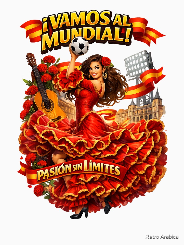 Spanish Flamenco Football Fan Shirt – Unique World Cup 2026 Supporter Design by Retro Arabica