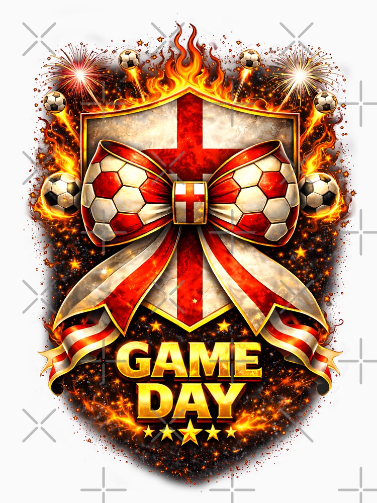 England Soccer Bow Game Day Flaming Crest Graphic by MuniraWearify