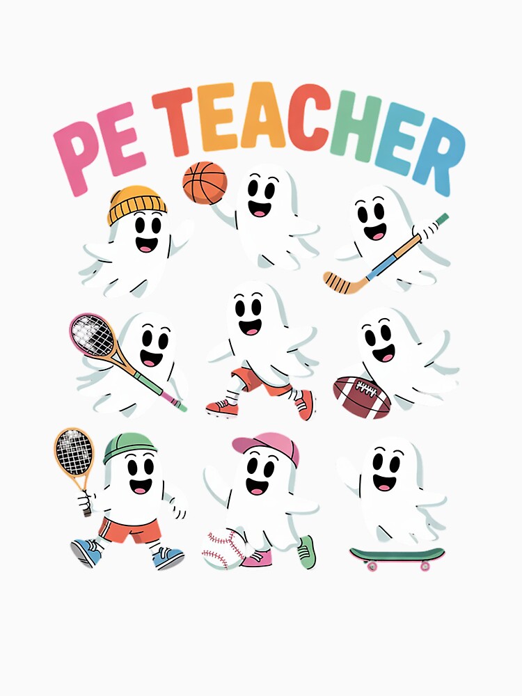 Halloween PE Teacher Ghost Playing Soccer Football by RuthGAArt