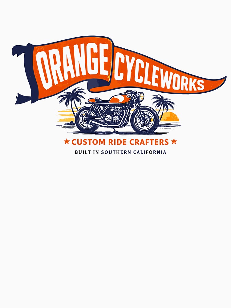 Orange Cycleworks Custom Motorcycle T-Shirt by Matinez Pink