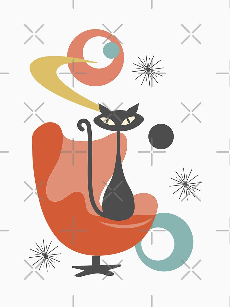 1950s 1960s Modern Mid Century Black Atomic Cat by CapturedByeJ
