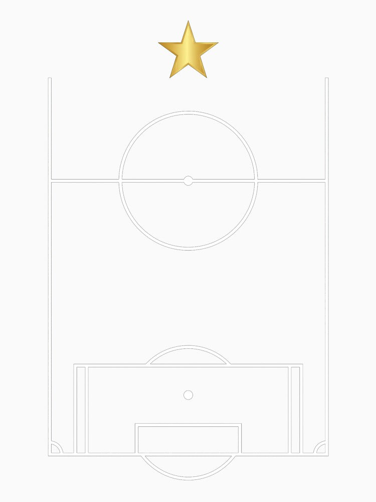 Minimalist Soccer Pitch Gold Star Champion Line Art by TeNovaStudio
