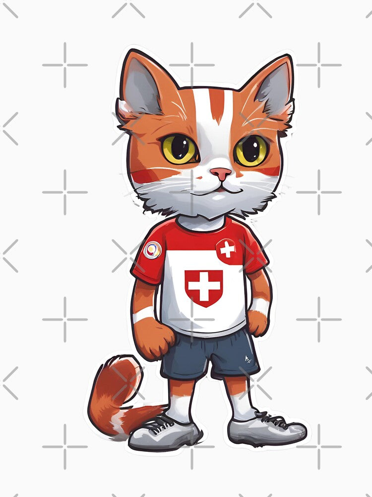 SWITZERLAND Sports Team: a Cat wearing colours of Swiss Flag D30 by PerfectDay2Play