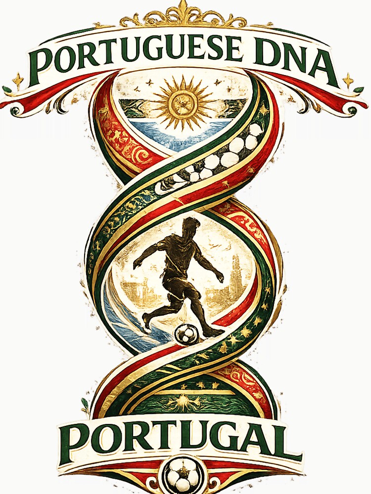 Portuguese DNA Football T-Shirt | Portugal Soccer Fan Design by Atlas Ink Lab