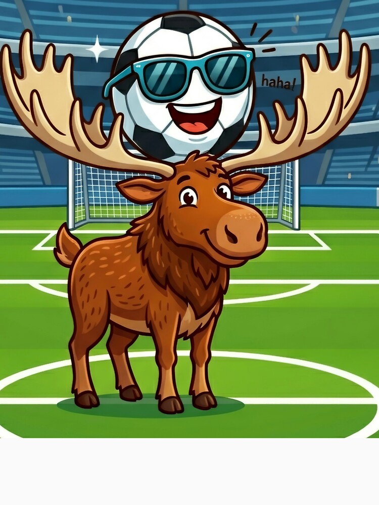 Funny Soccer Moose with Cool Football Character by NadinGerasi