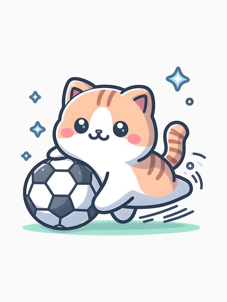 Kawaii Cat With Soccer Ball by CanvasCutie