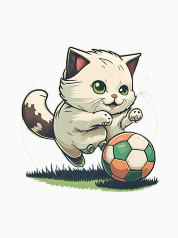 Cat playing soccer by Warih