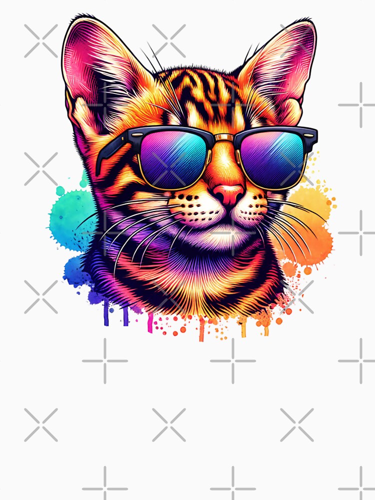 Watercolor Toyger Cat Wearing Sunglasses by TheAnimalZ00