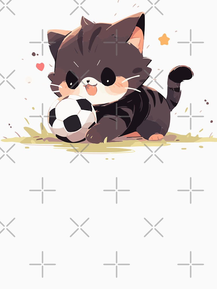 Striped cat loving football by etherElric