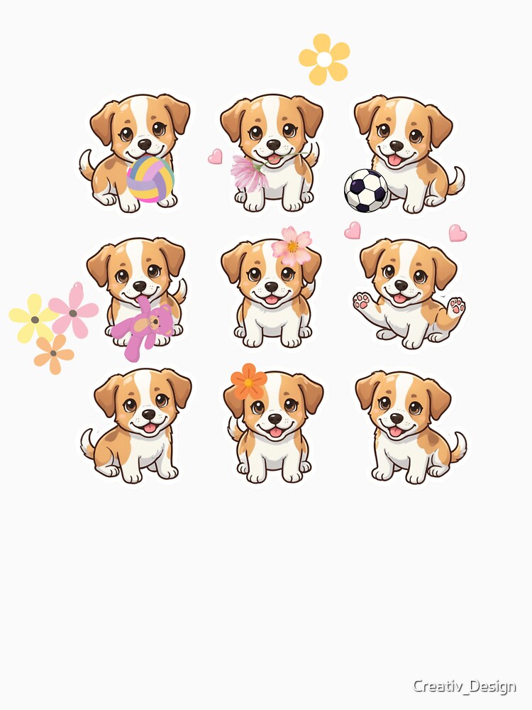 Cute Golden Puppy Dog Sticker Sheet Pack by Creativ_Design