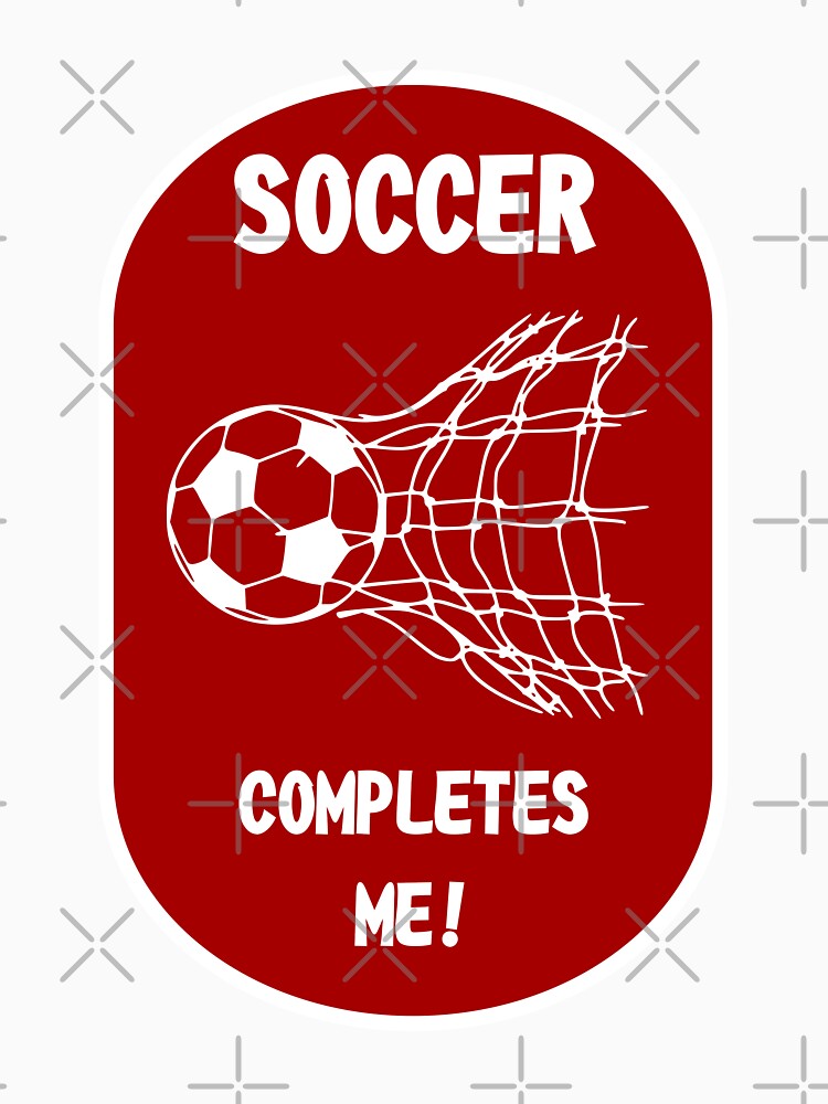 Soccer Completes Me / Football Design on a Red Background by ThisNThatImages