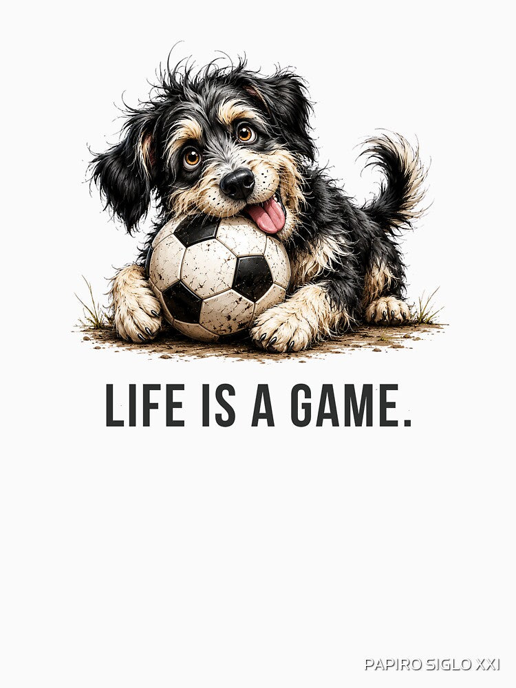 Life is a Game – Soccer Scruffy Dog Illustration by PAPIRO SIGLO XXI