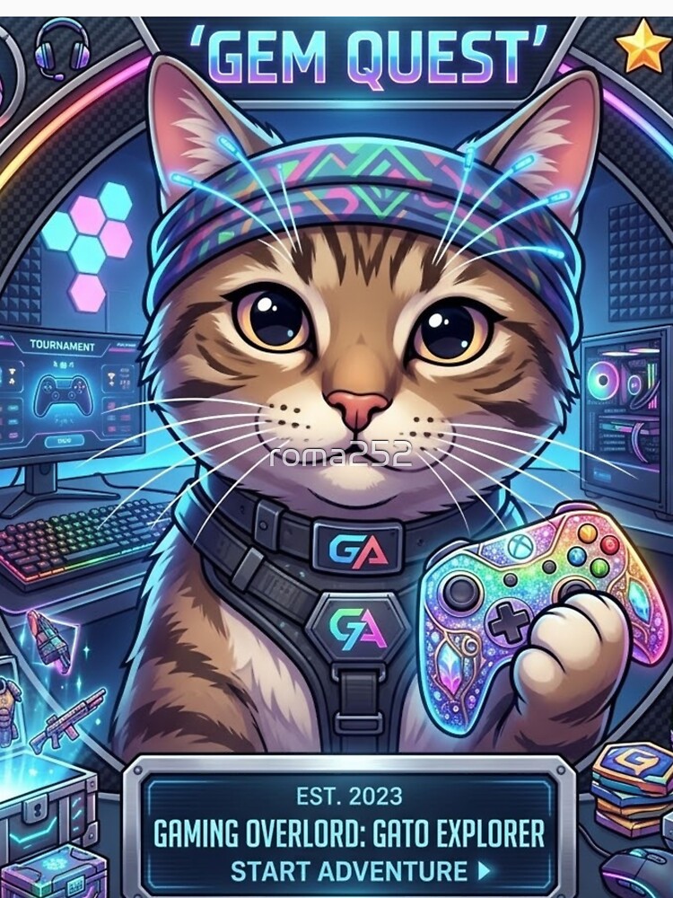 Cute Gamer Cat Playing Soccer Game by roma252