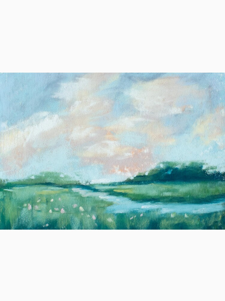 Cloud-covered river soft pastel by TiffanyMackay