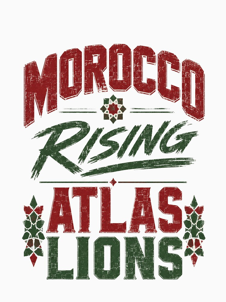 Morocco Rising Atlas Lions Vintage Football T-Shirt by ArthUpscale