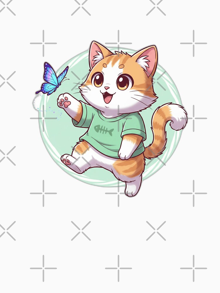 Cute Happy Cat Playing with a butterfly by aqua1001