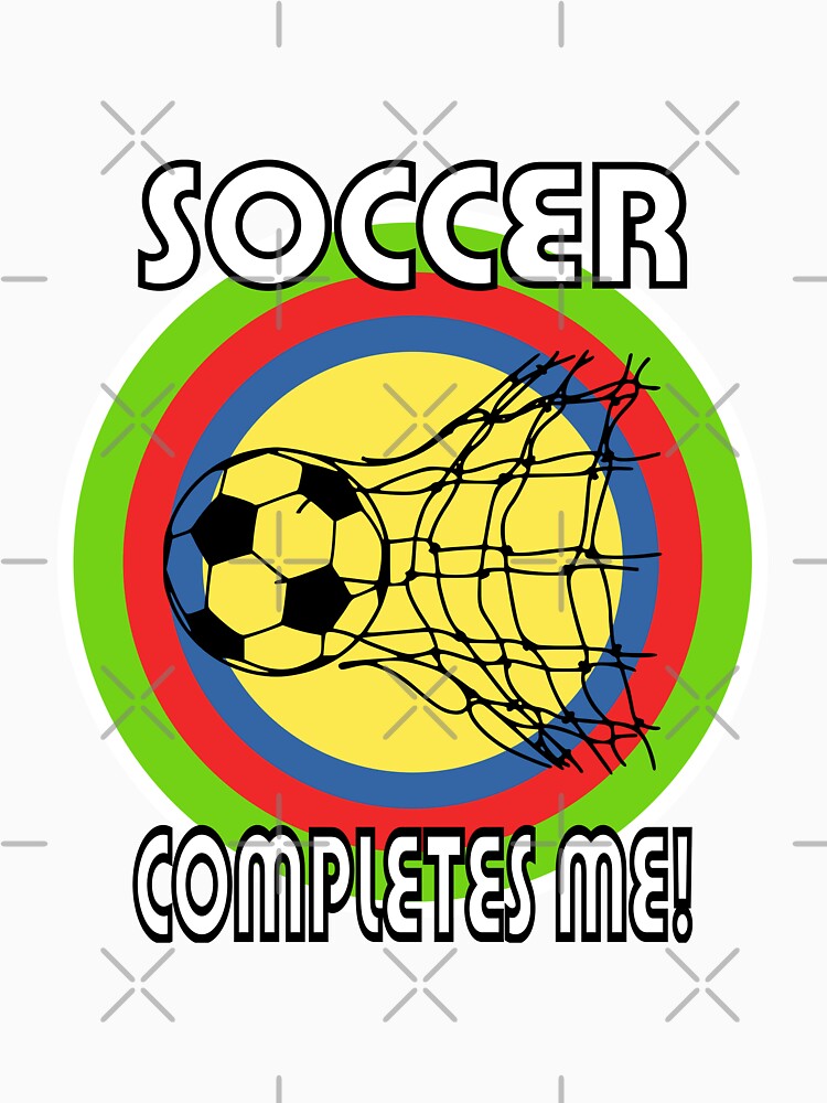 Soccer Completes Me / Football Design on a Green Red White Blue Yellow Circles by ThisNThatImages