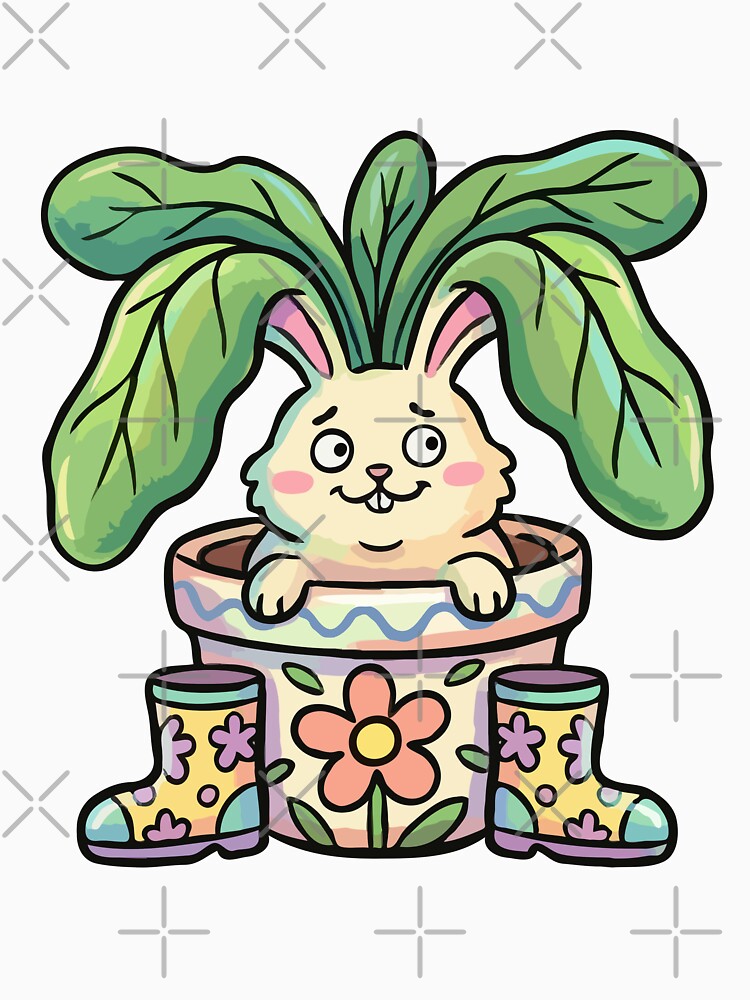 Cottagecore Garden Rabbit in Terra Cotta by Emegan Print Art
