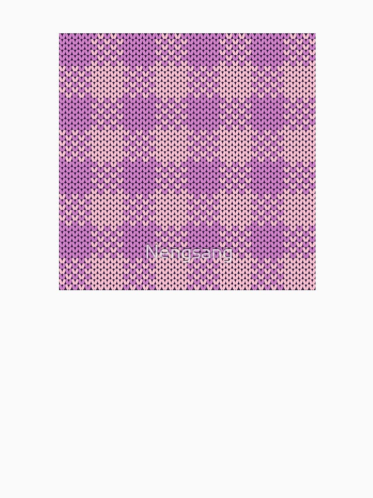 A pink plaid knitted yarn pattern in a square shape. by Nengsang