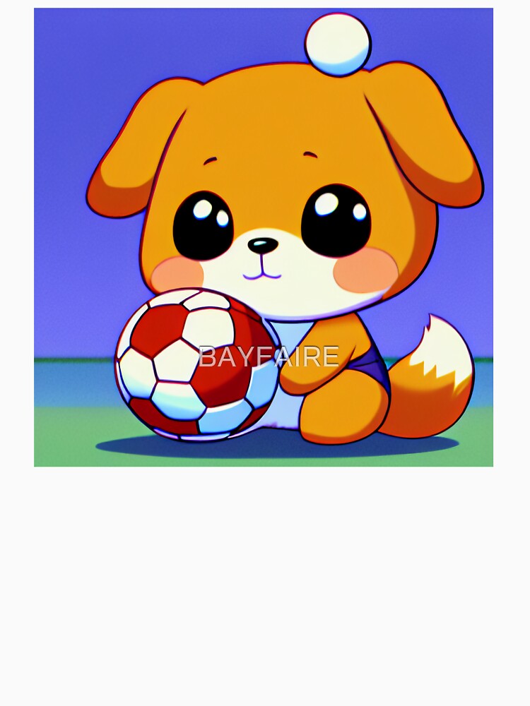 Cute Puppy Holding Soccer Ball by BAYFAIRE