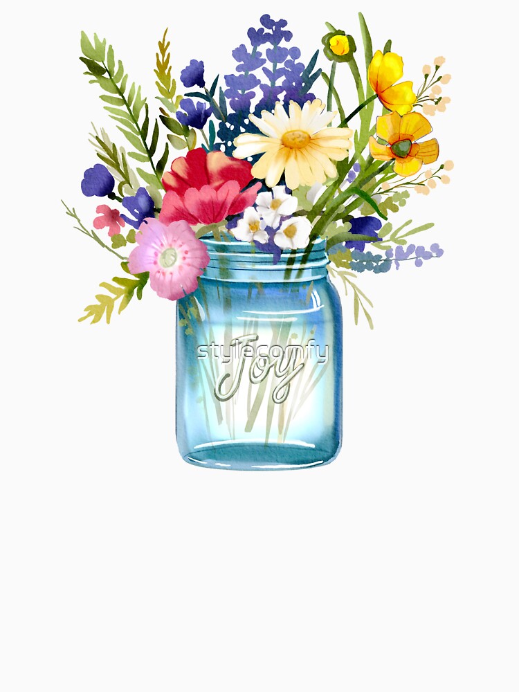 Wildflowers in Vintage Mason Jar – Joy by stylecomfy